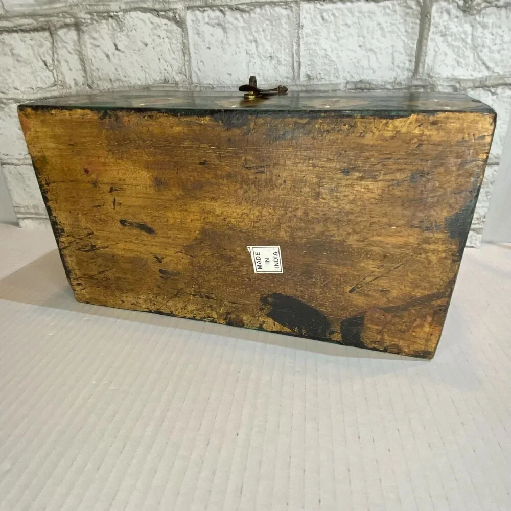 Ornate Indian Wooden Box Hand Painted